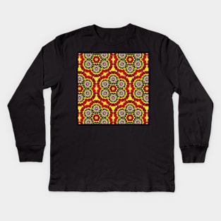 Red Yellow Chysanthemum Pattern Number 12 Kids Long Sleeve T-Shirt